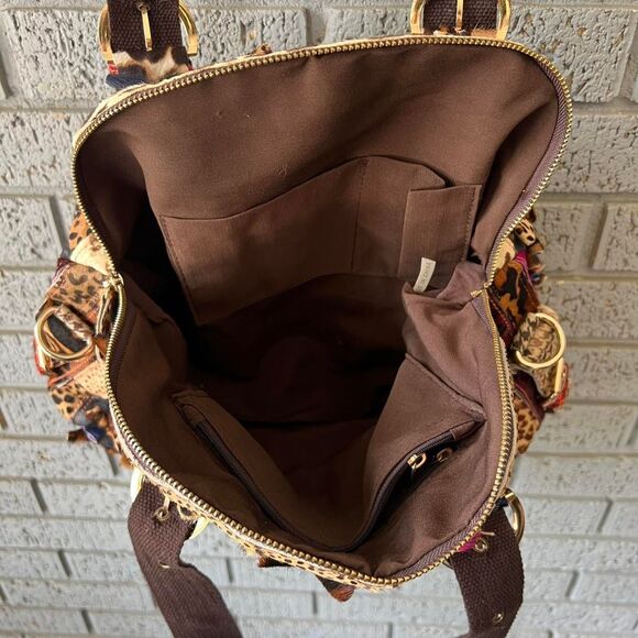 Y2K Treska Shoulder Bag Purse Leopard Cheetah Checkered Multi Print - Picture 6 of 7